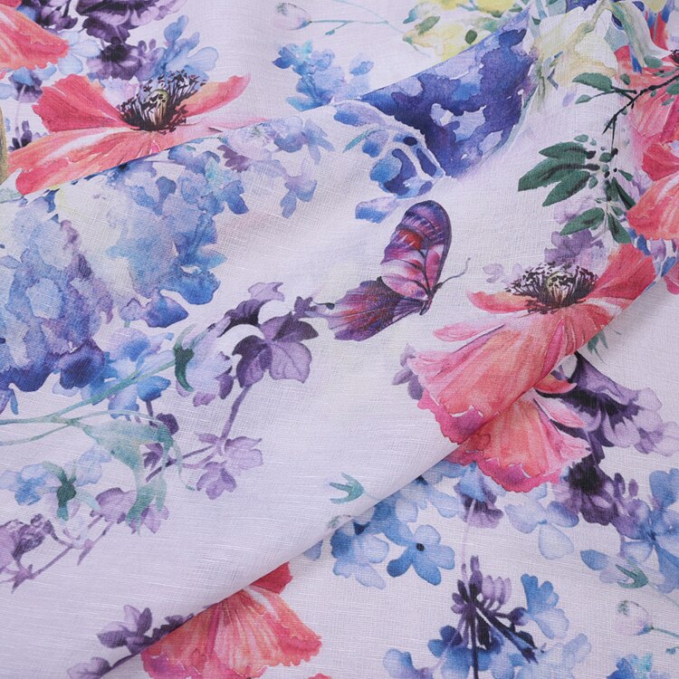 Custom Digital Printing Silk Linen Fabric for Sewing Dresses Materi Mulberry Silk Clothing Shirt Cloth Fabrics Per Meter Spring