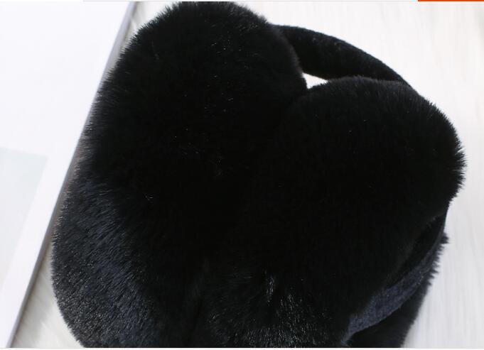 Orejeras de lana de leopardo de estilo femenino, banda de envoltura para las orejas, calentador, cómodo, cálido,: Black