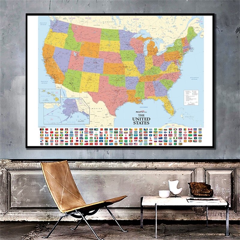The World Map Decorative Posters Unframed Prints Wall Art Canvas Paintings School Supplies Living Room Home Decoration 90*60cm