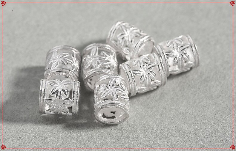 2pcs/lot 925 Sterling Silver Craft Hollow Out Tube Beads 5.5x6mm Large Hole Silver 925 Flower Spacer Beads DIY Jewelry Making