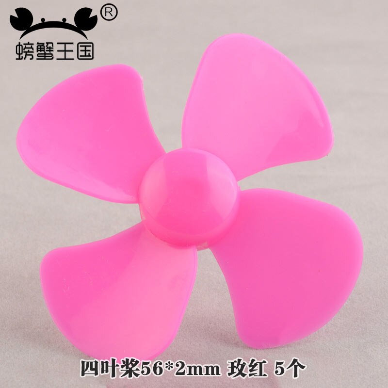 5pcs/lot DIY Toys RC Boat four Blades Paddle plastic Boat Propeller Aircraft model making accessories: rose red 56x2mm
