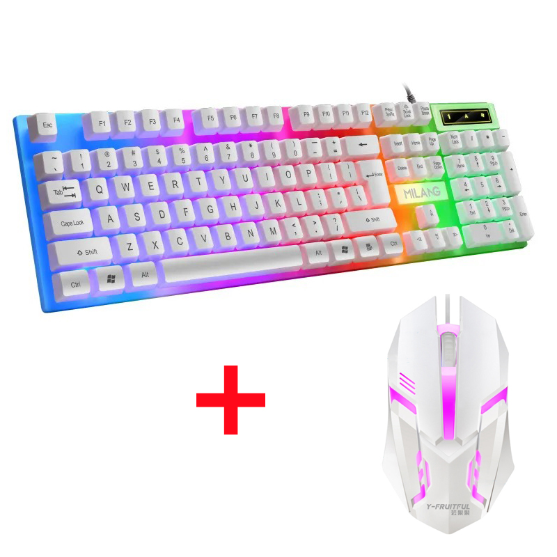 Bedraad Mechanisch Toetsenbord 104 Toetsen Zwevende Knop Regenboog Backlight Gaming Toetsenbord Kantoor Voor Laptop Pc Accessoires: Bruin