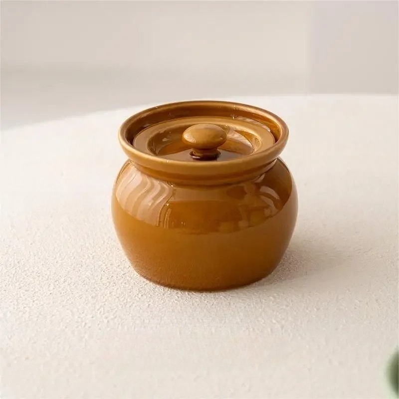 1 szt. ceramiczny garnek robić duszenia 400 ml, pogrubiony garnek o dużej pojemności z pokrywką, żaroodporny ceramiczny parowar, miska robić gotowania na parze.