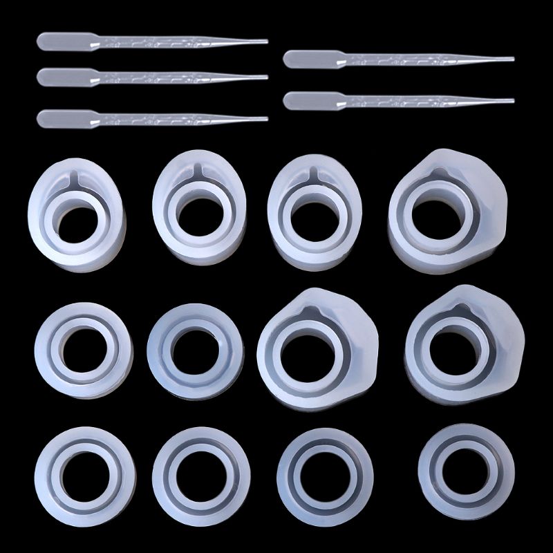 17Stck Epoxid Harz Bausatz Silikon bilden Ring Formen 3 Größen Tropfer DIY Schmuck Ringe 16/16.6/17mm Handgemachte Zubehör Finden