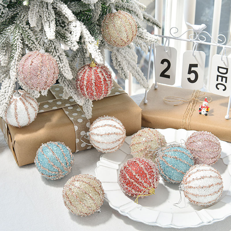 8cm lyxiga julkulor kristall glitter paljetter skum xmas tree hängande hänge xmas ball år fest dekorer