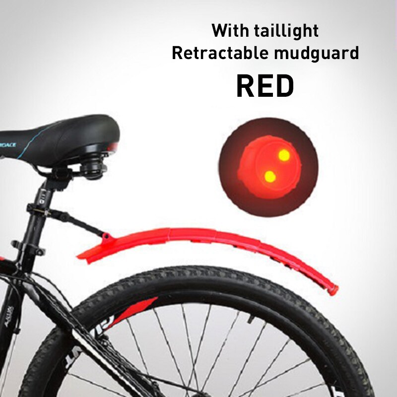 26 Inch Mtb Fiets Fenders Met Led Achterlicht Fiets Vleugels Spatbord Opvouwbare Intrekbare Pvc Fietsen Duurzaam Spatbord: red