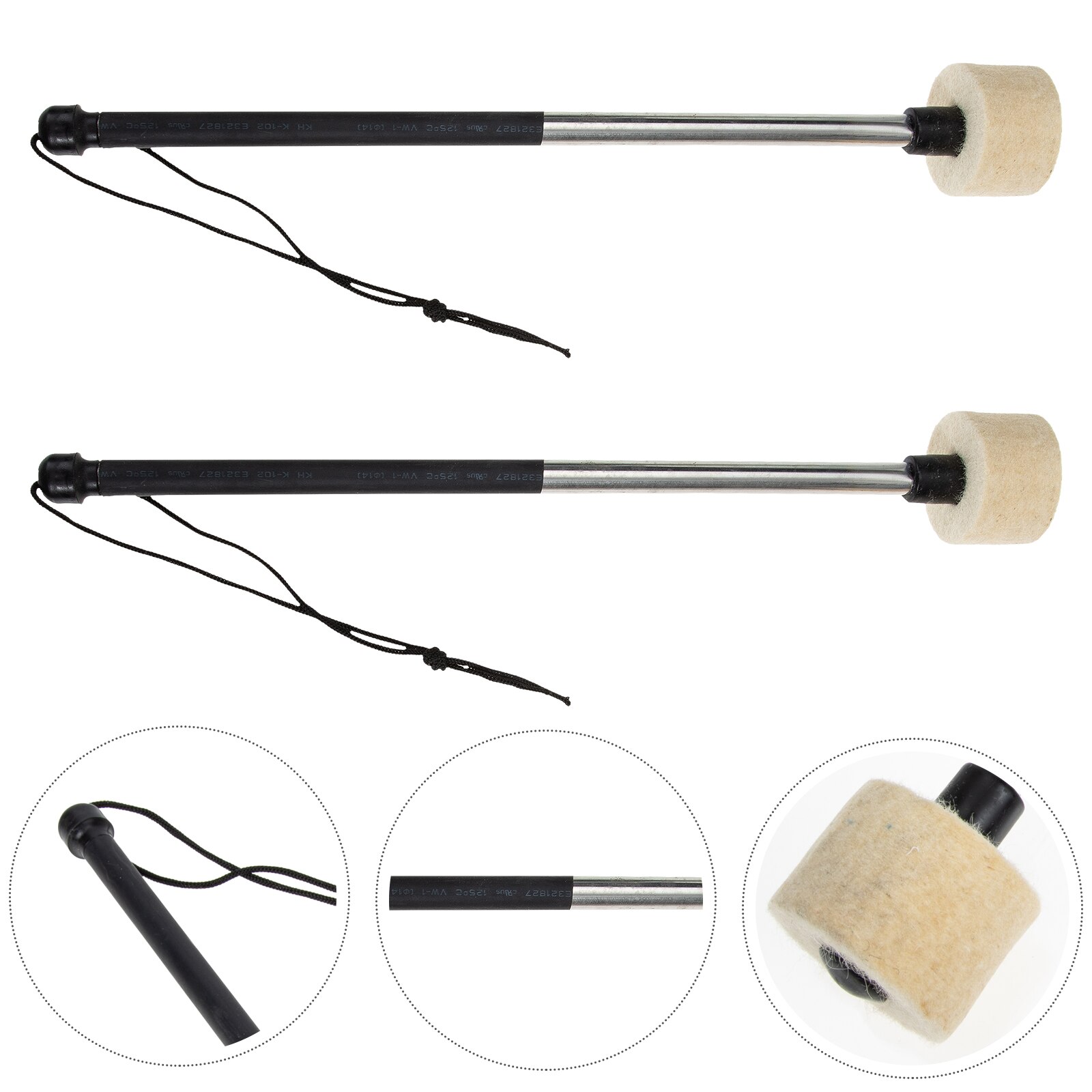1 paar Schlagzeug Instrument Stock Filz Kopf Hammer Band Drumstick: Ursprünglich Titel