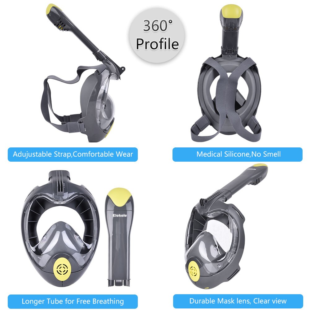 Full Face Snorkel Mask - Anti-Fog - Waterproof - Scuba Diving & Swimming Gear for Adults & Youth