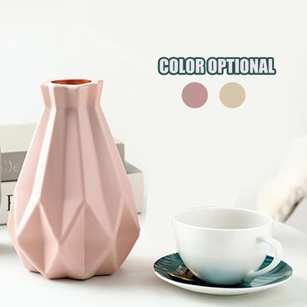 Onbreekbaar Vaas Origami Plastic Vaas Melkwit Imitatie Keramische Bloempot Bloemenmand Bloem Vaas Home Decor