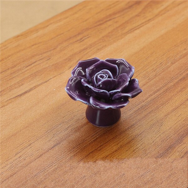 41mm farverige keramiske rosenblomsterskabsknapper dørhåndtag skab skuffe garderobemøbler håndtagsknapper: B
