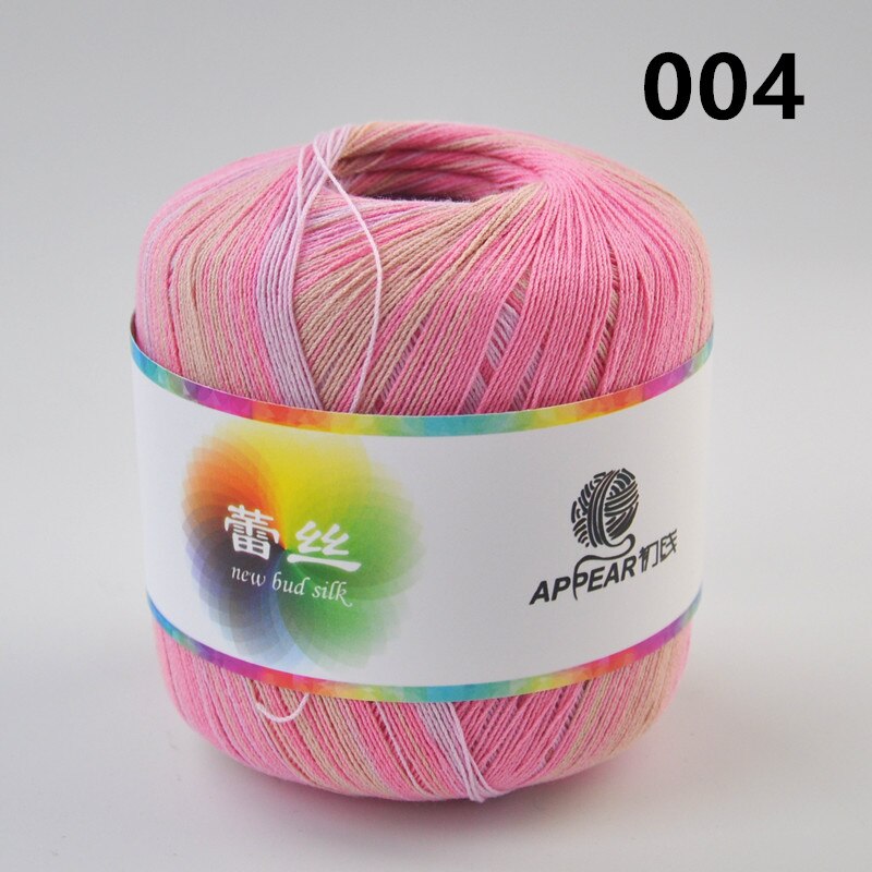 50g/Bal Katoen Metallic Kant Regenboog Garen Kleurrijke Dunne Draad Voor Haken Breien Door 1.55mm Haaknaalden: 004