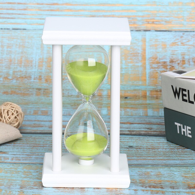 45/60 Minutes Hourglass Sand Timer Kitchen School Modern Wooden Hour Glass Sandglass Sand Clock Tea Timers Home Decoration: White Green / 45mins