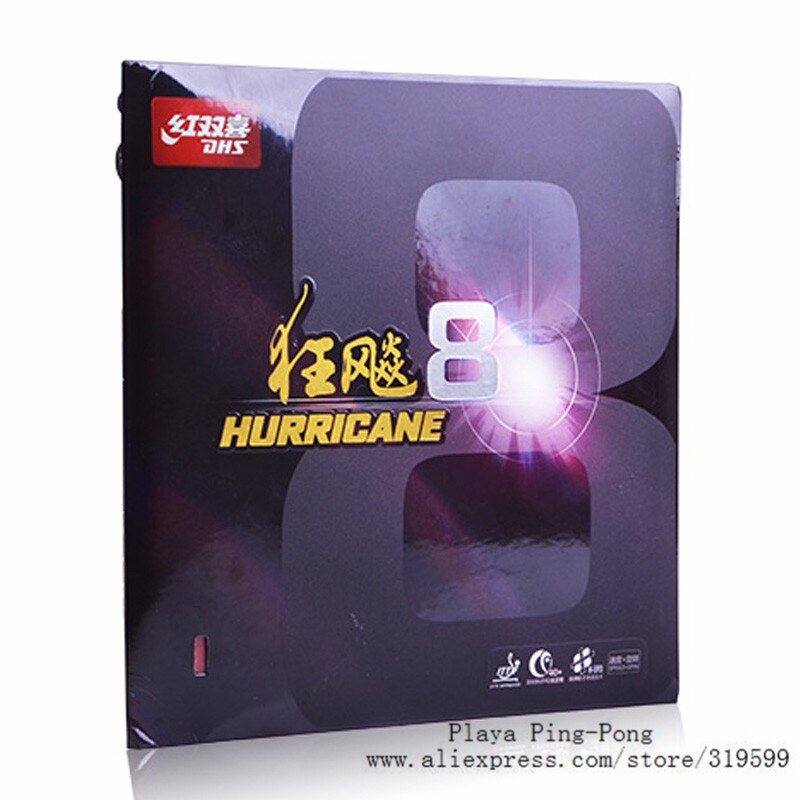 DHS Hurricane 8 Hurricane – Tennis de Table, ping-pong en caoutchouc avec éponge, 8 Pips-In