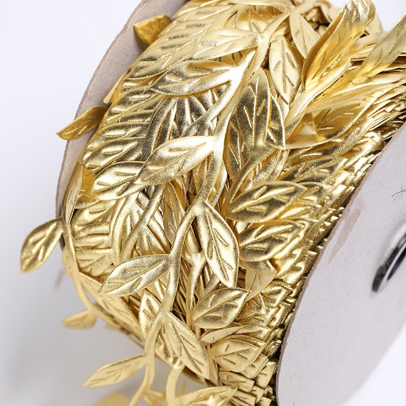 100Meter/Roll Printed Wrap Ribbon Bows Golden Ribbon For Home Party Decorative Handmade DIY Tree Leaf Ribbon For Crafts