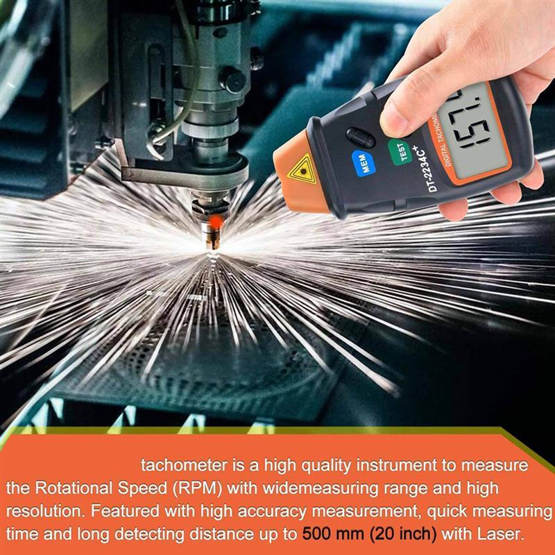 Digital Tachometer Motor Speed RPM Gauge Meter Non-contact LCD Display Tach Meter Measuring Device