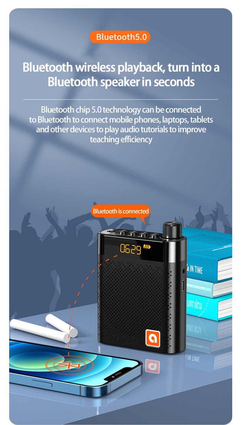 Bluetooth Versterker Booster Megafoon Luidspreker K6 Fm Radio Luidspreker Microfoon Voice Voor Teaching Tour Guide Sales