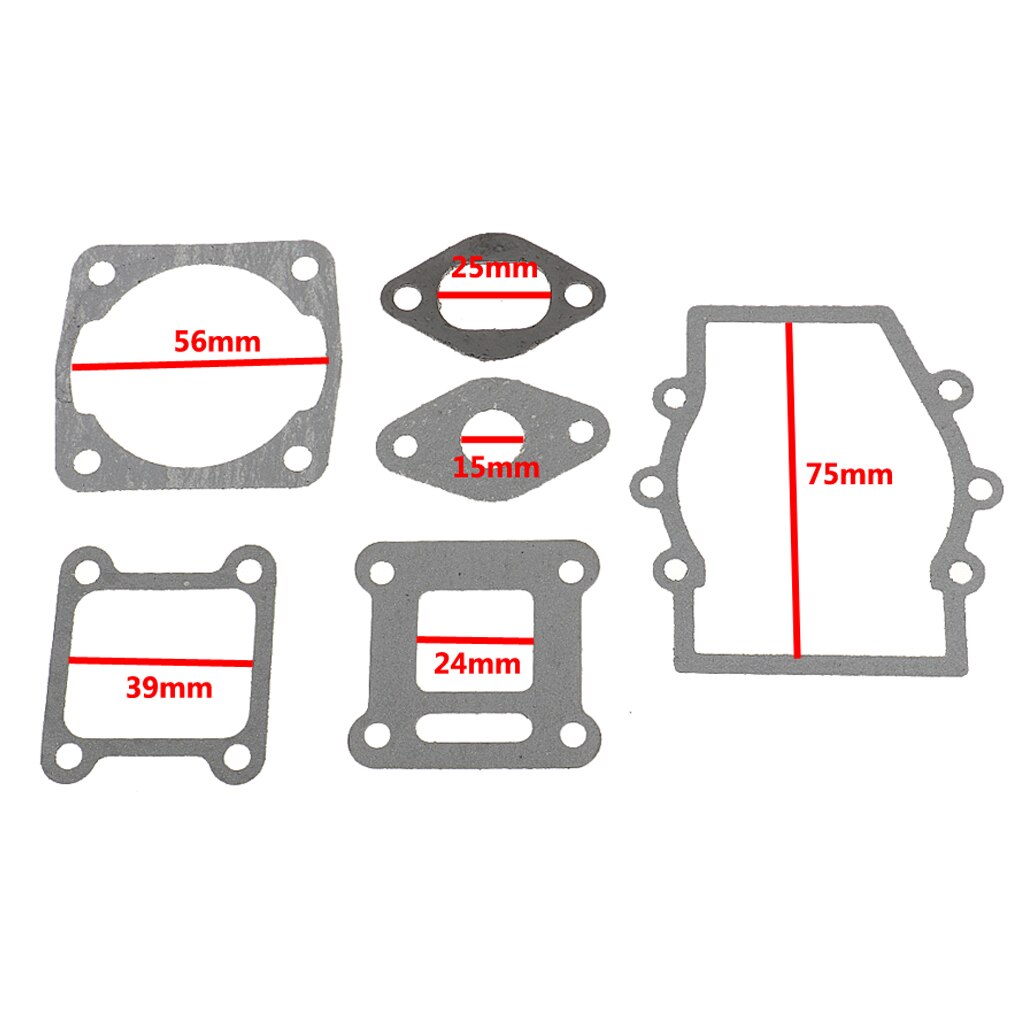 6 Piece Engine Gasket For Coolest QG-50 Models, 2-Stroke Mini-Bikes 47cc 49cc