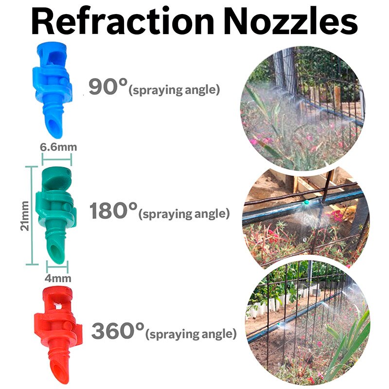 50pcs 90° 180° 360° Angle Simple Refraction Nozzle Sprinkler Head Garden Fruit Tree Irrigation Mist Sprayer