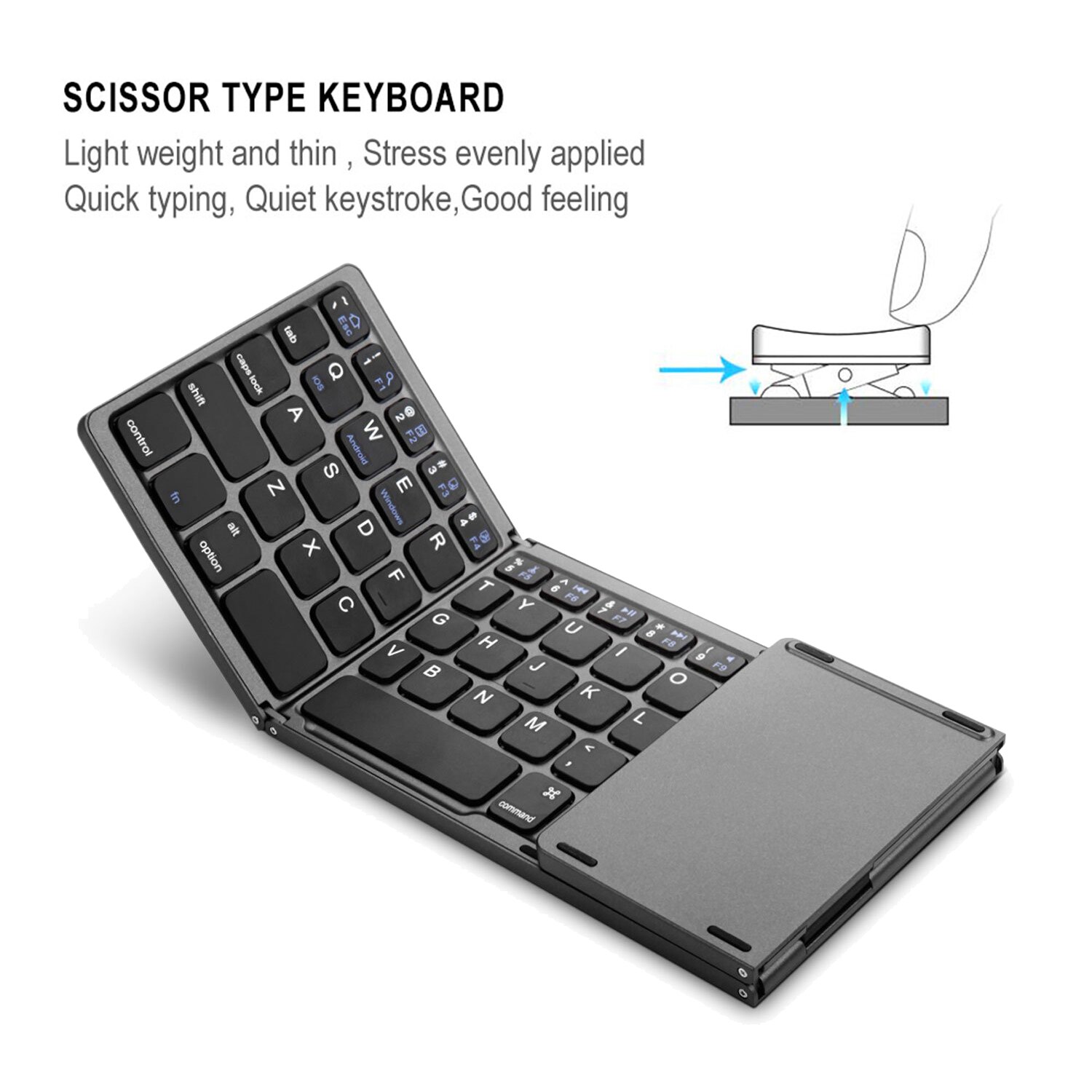 Mini składana klawiatura Bluetooth bezprzewodowa przenośna uniwersalna składana klawiatura z touchpadem dla Windows Android IOS Tablet iPad