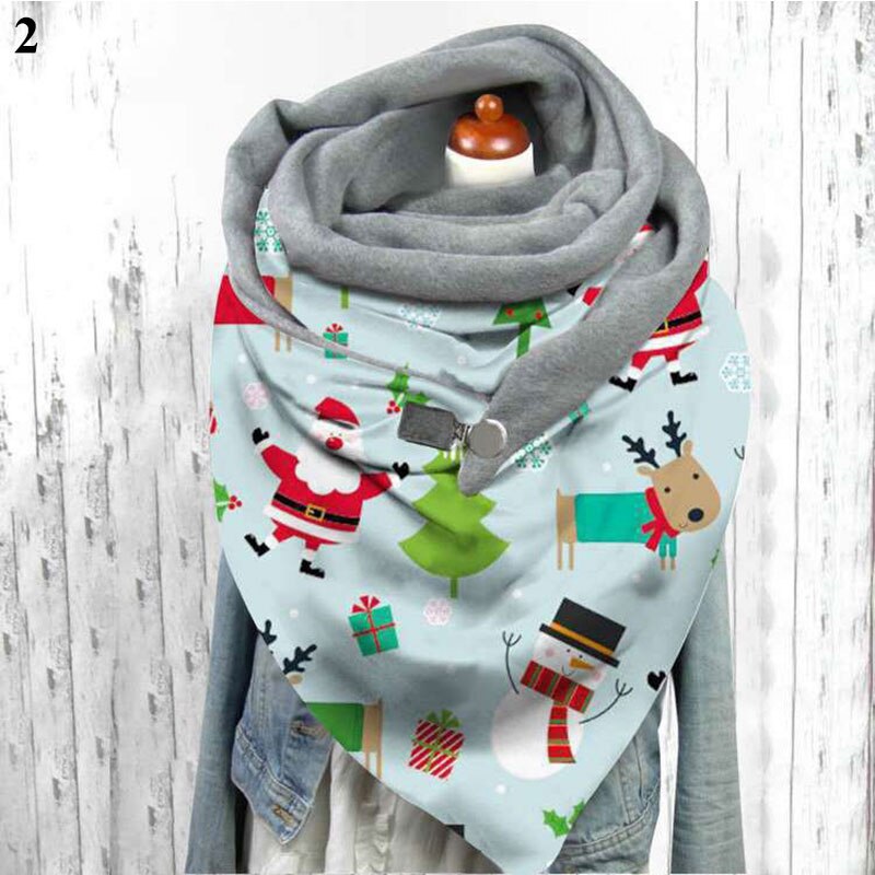 Multi-usages col châle femmes noël impression écharpe bouton écharpe enveloppes Triangle foulards Plus velours motif papillon: 2