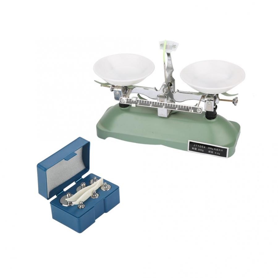 200g/0.2g Mechanical Tray Balance Scale with Weights Chemical Physics Laboratory Teaching Tool.