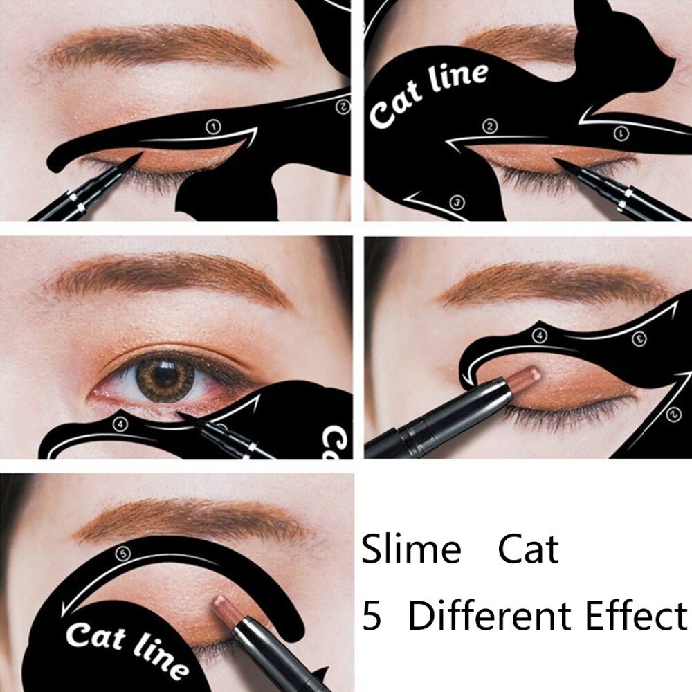 Øjenmakeup skabelon øjenskygge eyeliner makeup værktøj cat eye kort kvinder cat line pro eyeliner stencils skabelon shaper model