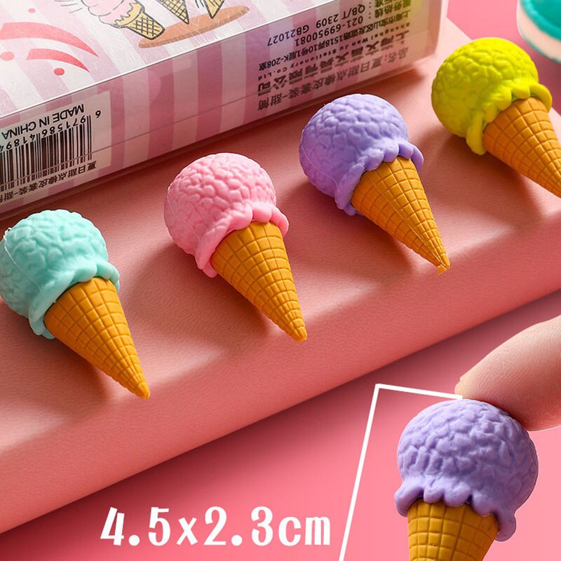 1 sztuk Kawaii lody pączki lizak odpinany gumka gumka dla dzieci prezent narzędzie robić korekcji szkoła papiernicze kreatywny prezent: Cone 1szt losowy
