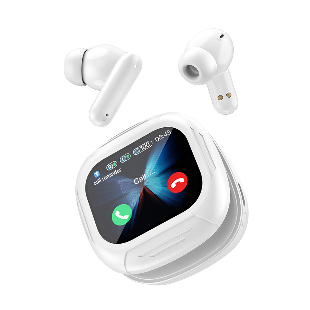 voll-Touchscreen-Kopfhörer ANC Bluetooth 5.4 Ohrhörer mit Geräuschunterdrückung, kabellose in-Ohr-ENC-Ohrhörer mit Mikrofon für Smartphone: Elfenbein