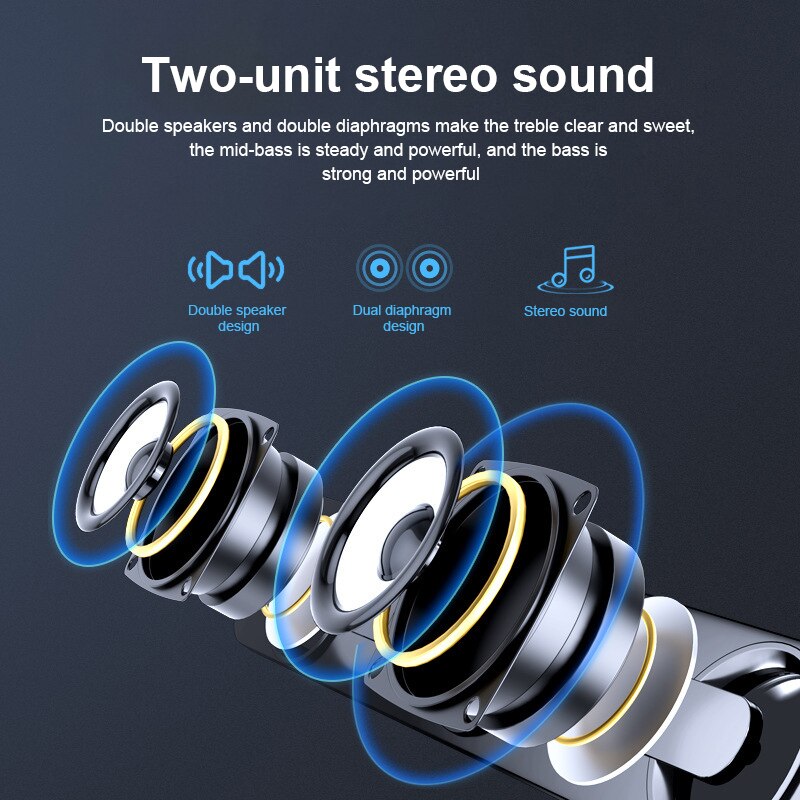 Usb Bedrade Luidspreker Computer Bluetooth Luidspreker Led Licht Bar Stereo Subwoofer Bass Speaker Surround Sound Box Voor Pc Laptop Telefoon