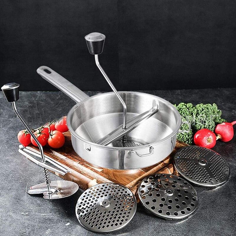 Bmbyrotary food mill kartoffel ricer med 3 udskiftelige diske