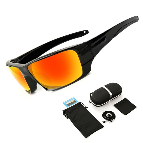6 Lenses Polarized Fishing Sunglasses Camouflage Frame Sport Sun Glasses Fishing Eyewear Oculos De Sol Masculino UV 400: Red Lenses Box