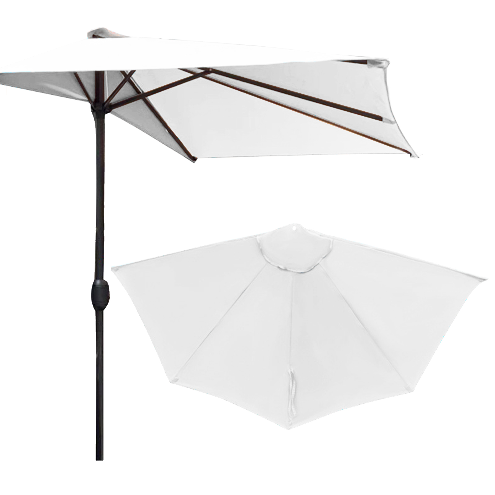 draussen-Halb schirm Gesicht Polyester Sonnenschirm Regenschirm Stoff ersetzen Sonnenschutz Tücher Garten Zauberstab Regenschirm Stoff Ersatz: Weiß