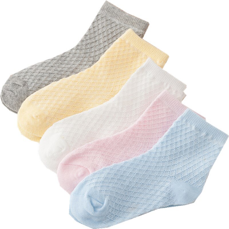 Calcetines cortos de algodón con volantes para niños y niñas, calcetín de verano, color caramelo, de 0 a 2 años, 10 unidades = 5 par/lote: 6 meses