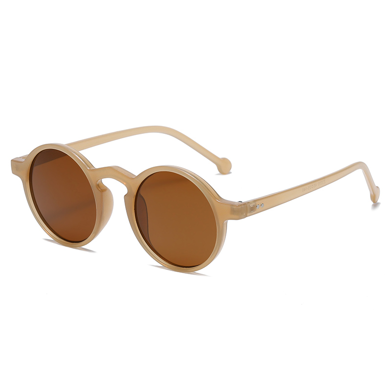 Gafas de sol redondas pequeñas para ciclismo para motocicleta, gafas de sol negras de de Vintage para hombre y mujer, gafas de conducción Unisex: Castaño