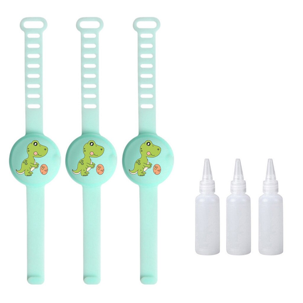 3 st handdesinfektionsmedel dispenser bärbar silikonarmband armband vuxen barn flytande armband handdispenser handtvättgel: Grön