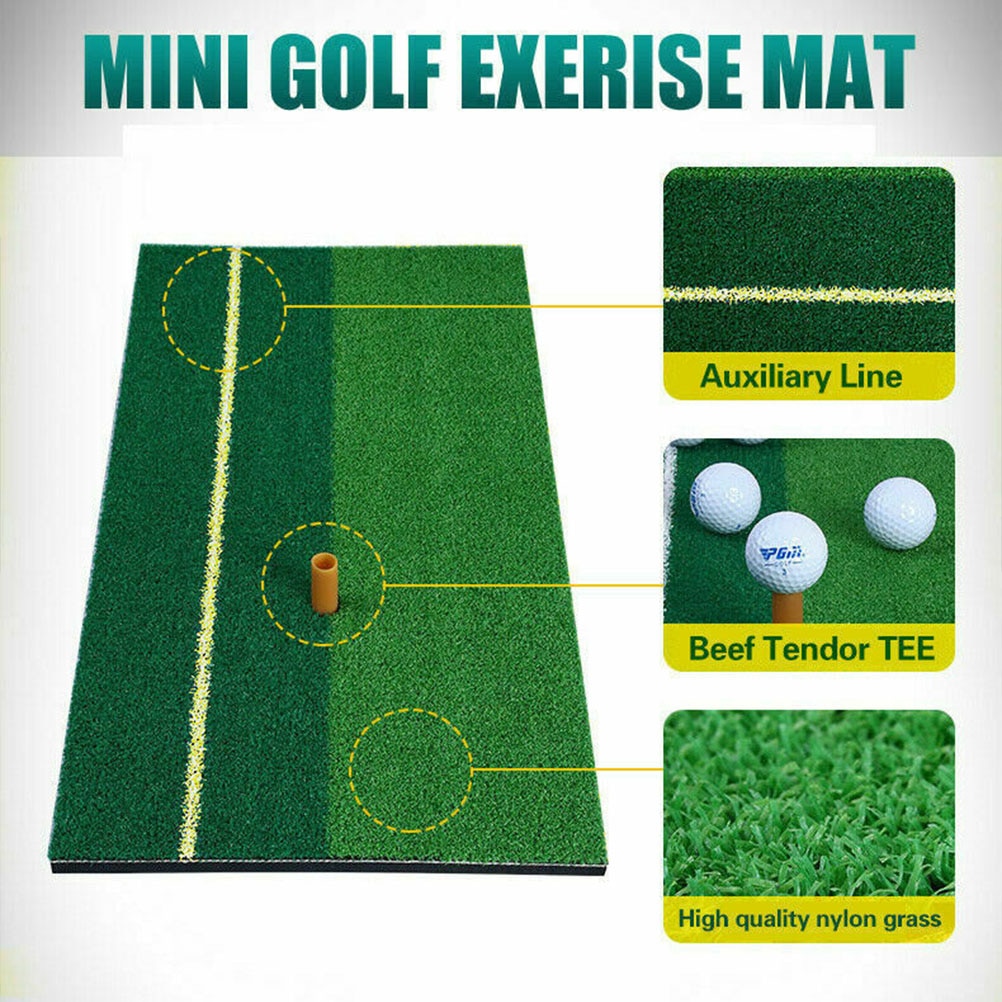 Inomhus golfmatta golfträning träffdyna konstgräs golfträningsmatta med tee-hållare för hemma golfträningsunderlägg