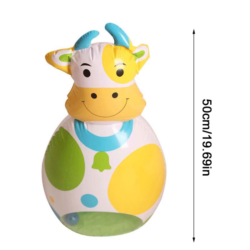 PVC Inflatable Tumbler Children Toy Cute Cartoon Animal Shape with Bell