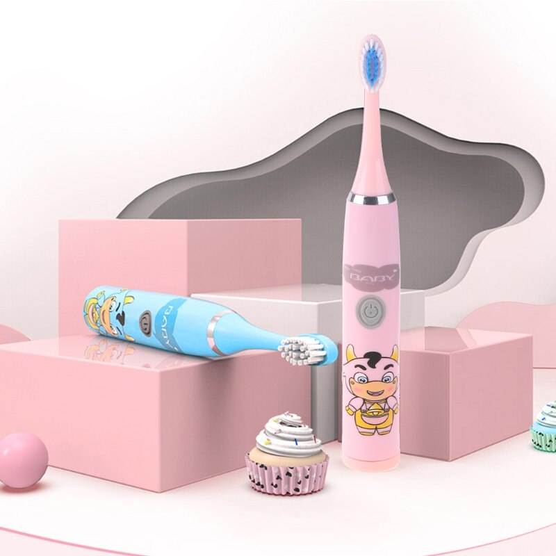 Cute Cattle Children Automatic Toothbrush Ultrasonic Toothbrush Electric Toothbrush for Kids, Waterproof