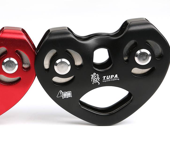 25KN Double pulley Rope Fixed Small Heavy lifting tool Rock Climbing ice Climbing Rescue Cable Trolley High Speed Dual Pulley