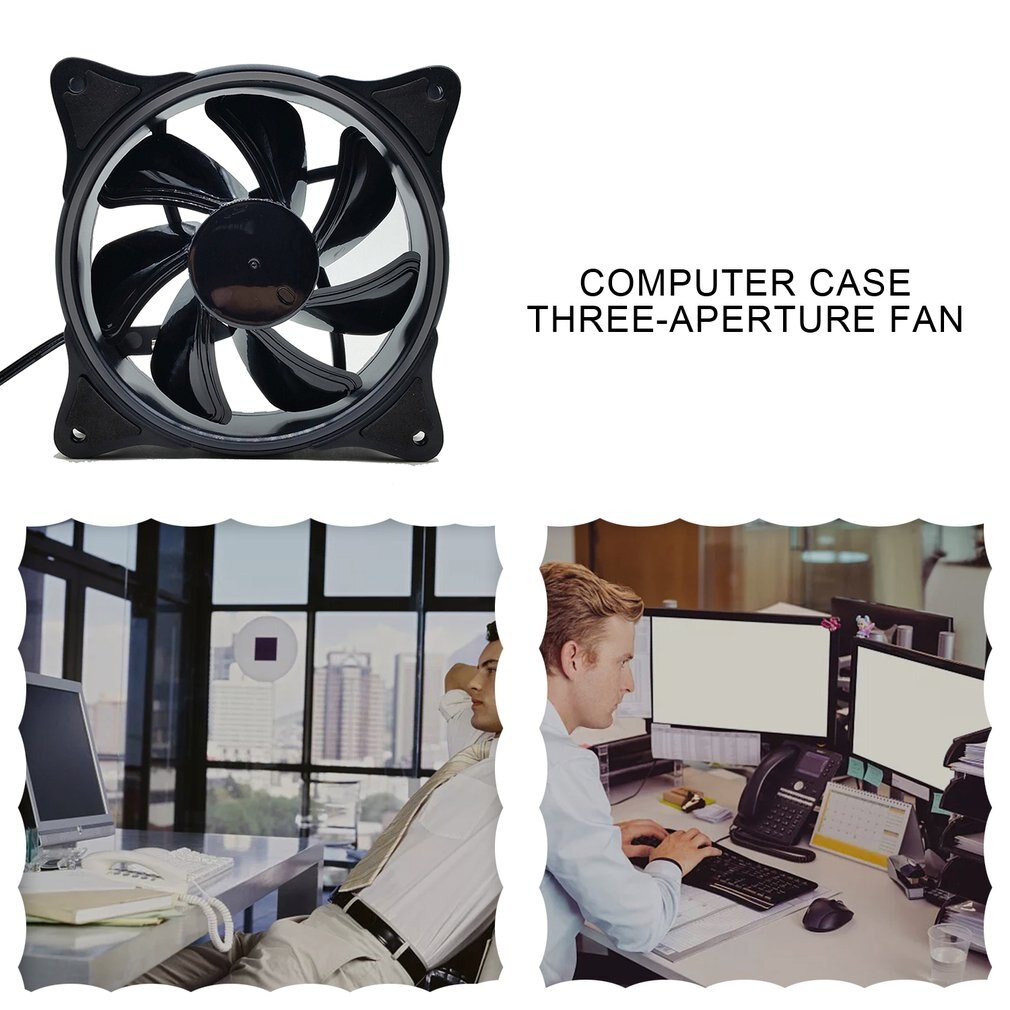 Computer PC Desktop Fan Cooler Three-Aperture Chassis 12cm Silent Fan 12V Power Supply Cooling Fan PC Accessories