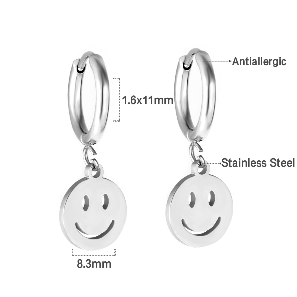 Pendientes de aro colgantes con dije geométrico Simple de lujo para mujer y hombre, Huggies de acero inoxidable con corazón, estrella, Luna, Cruz: Con recubrimiento de titanio