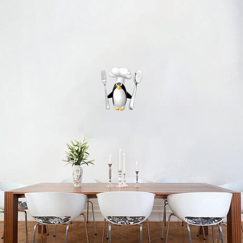 Three Ratels QC157 Funny Penguin chef refrigerator Decal kitchen sticker
