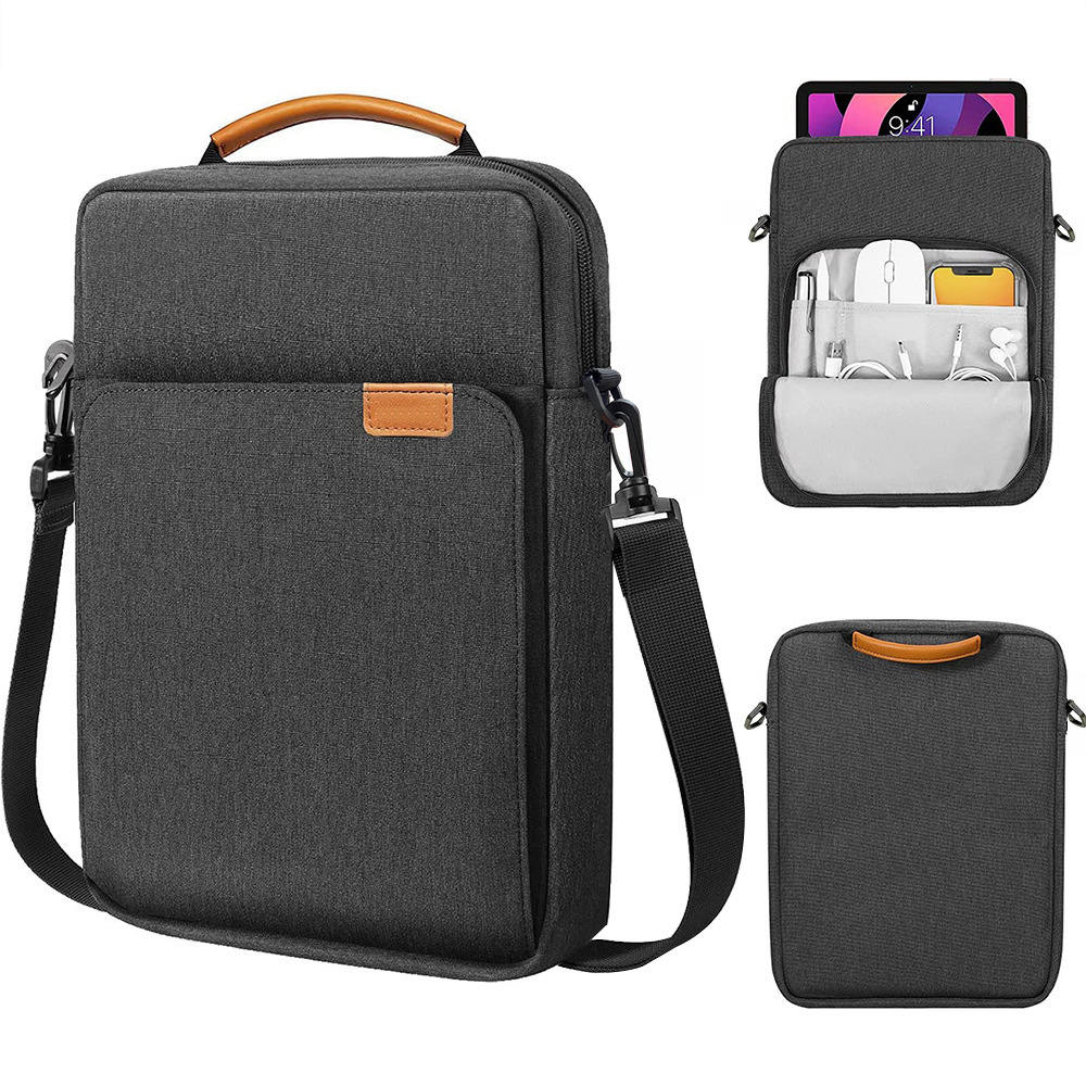Bolso de hombro para tableta para IPad Air Pro 12,9 pulgadas IPad Air 10,9 pulgadas Galaxy Tab A 10, bolsa para ordenador portátil, maletín: 12,4 / Negro