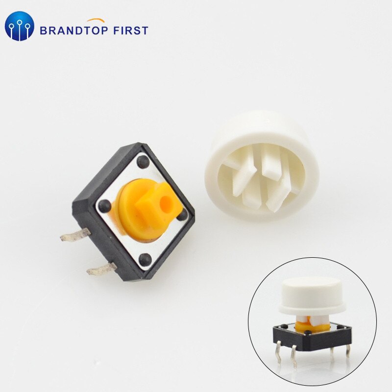 12x12x7.3 mm Tactile Switches Yellow Square Push Button Tact Switch 12*12*7.3 mm Micro Switches: White