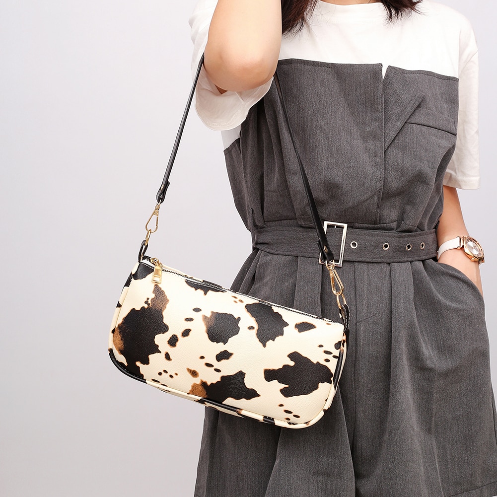 Vache lait modèle femmes sac à main classique Texture créative délicate Chic femme PU sous les bras épaule fourre-tout sacs