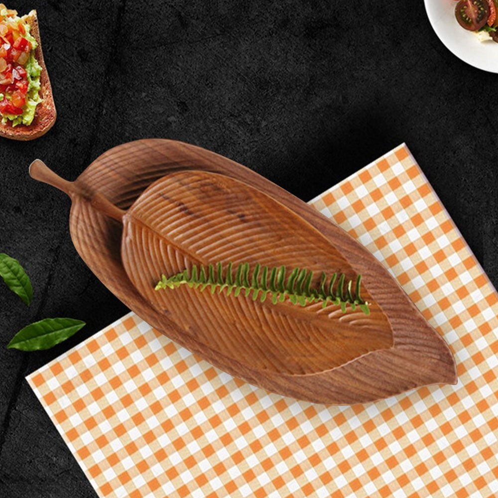 Black Walnut Plate Leaf Pattern Snack Plate Log Saucer Tea Tray Wood Tableware Irregular Shape Storage Trays
