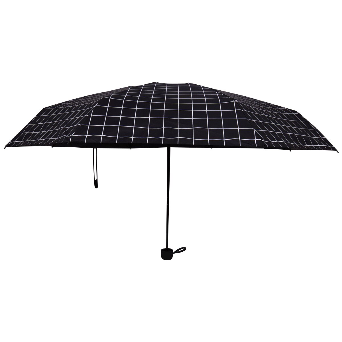 Small Sun Rain Umbrella Five Folding Cute Anti UV Umbrella Kids Beach Sunshade Windproof Umbrella TB: Black Plaid