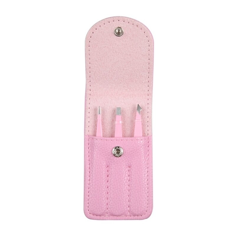 3 Pieces/Set of Stainless Steel PU Leather Popular Eyebrow Tweezers Beauty Removal Makeup Tool For Kit Ladies: style 8