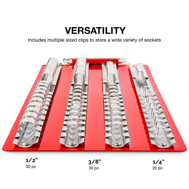 80Pc support de plateau de prise 1/4 pouces, 3/8 pouces, 1/2 pouces organisateur de jeu d'outils de Rail de rupture