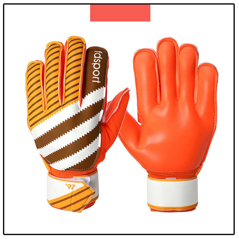 NUOVO Professionale di Calcio Guanti Dito Addensato Guanti In Lattice Portiere di Usura-resistente Guanti di Calcio Portiere Guanti: Orange / 8